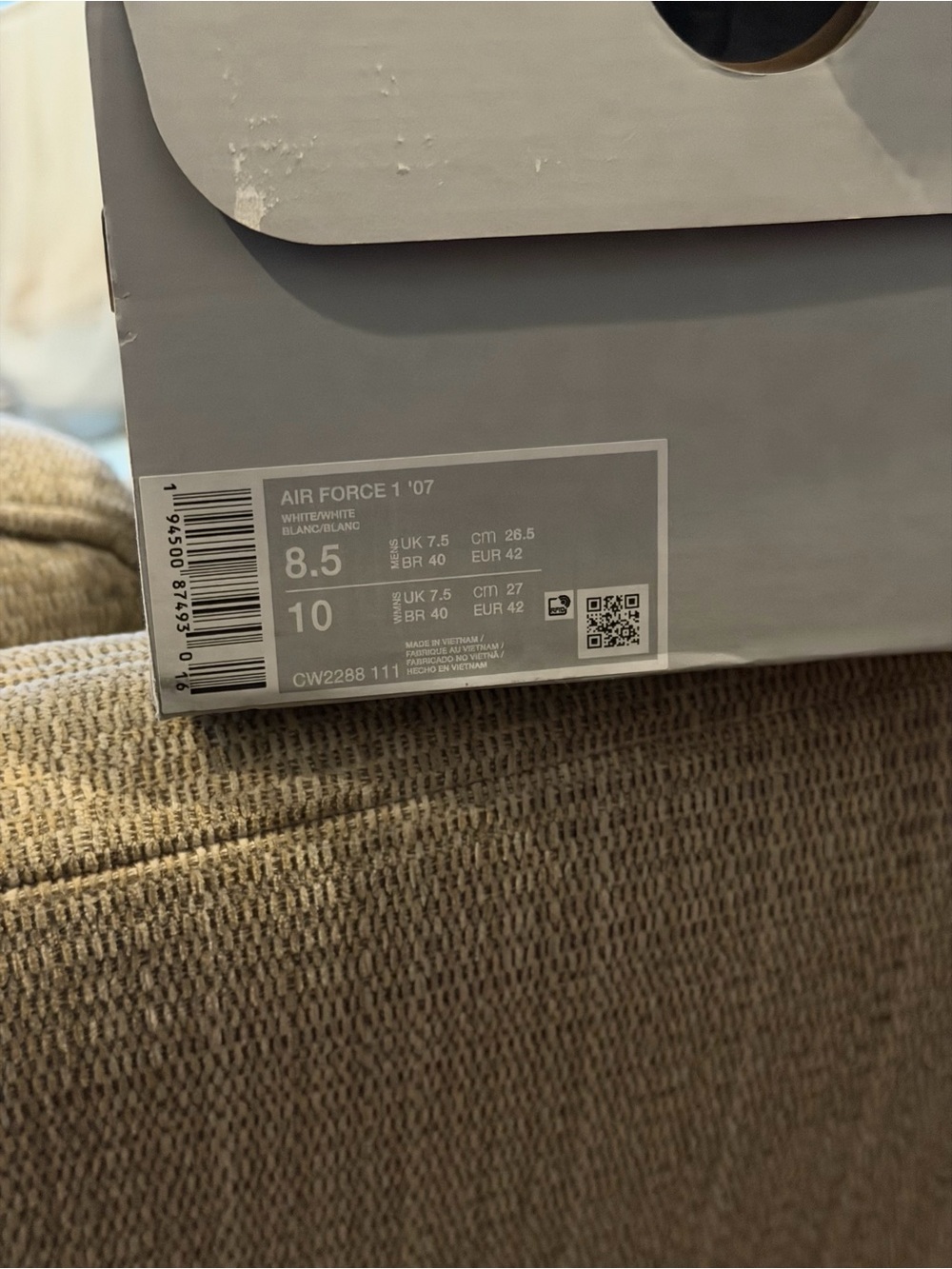 Nike Shoe Box in Light Gray and White